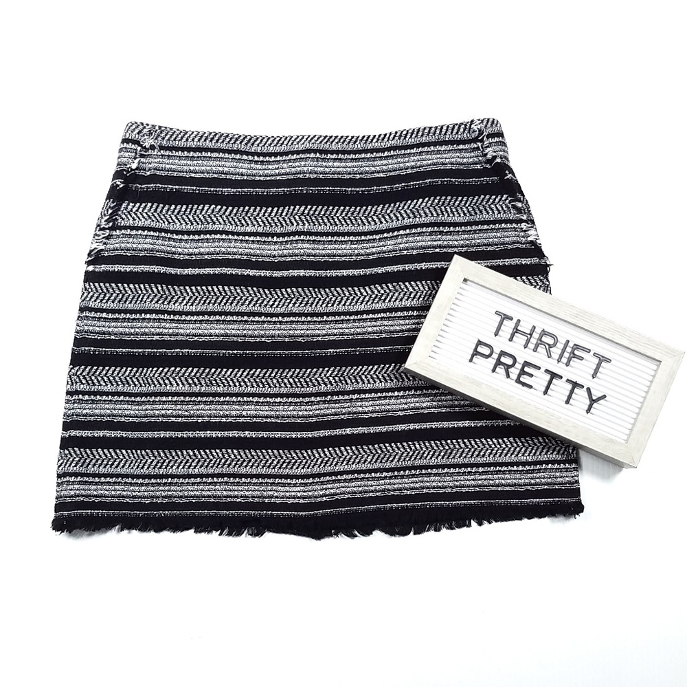 Ann Taylor Loft Striped Fringe Tweed Skirt